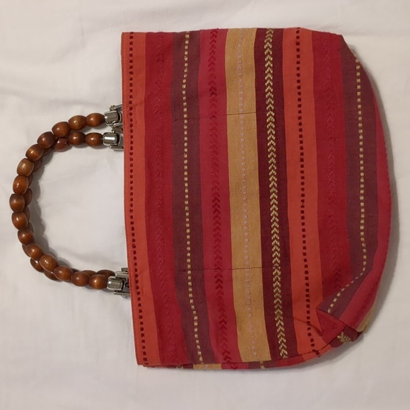 Striped bead handle day purse - Picture 4 of 5